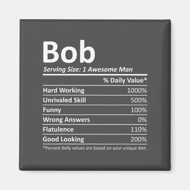 Bob Nutrition Funny Birthday D Name Gif  Magnet (Vorne)