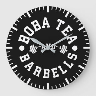 Boba and Barbells - Funny Bubble Tea Workout Große Wanduhr