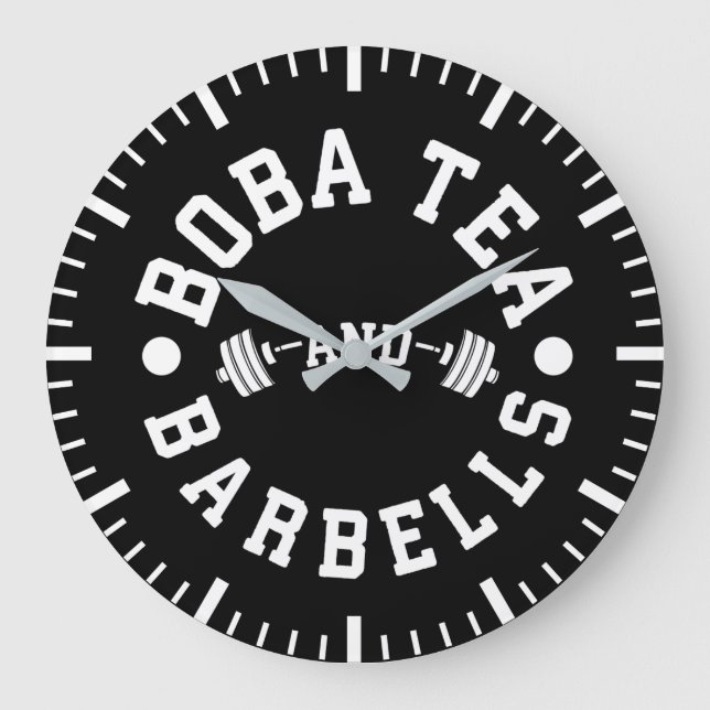 Boba and Barbells - Funny Bubble Tee Workout Große Wanduhr (Vorderseite)