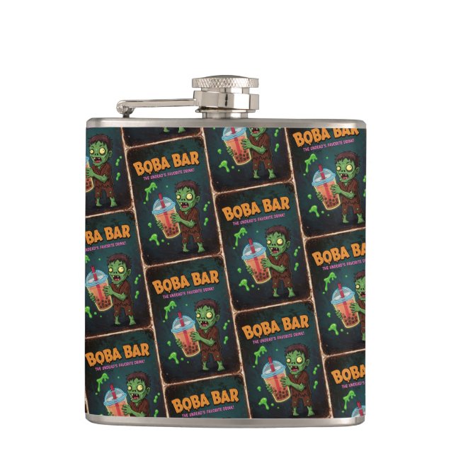 Boba Bar – The Undead’s Favorite Drink! Flask Flachmann (Vorderseite)