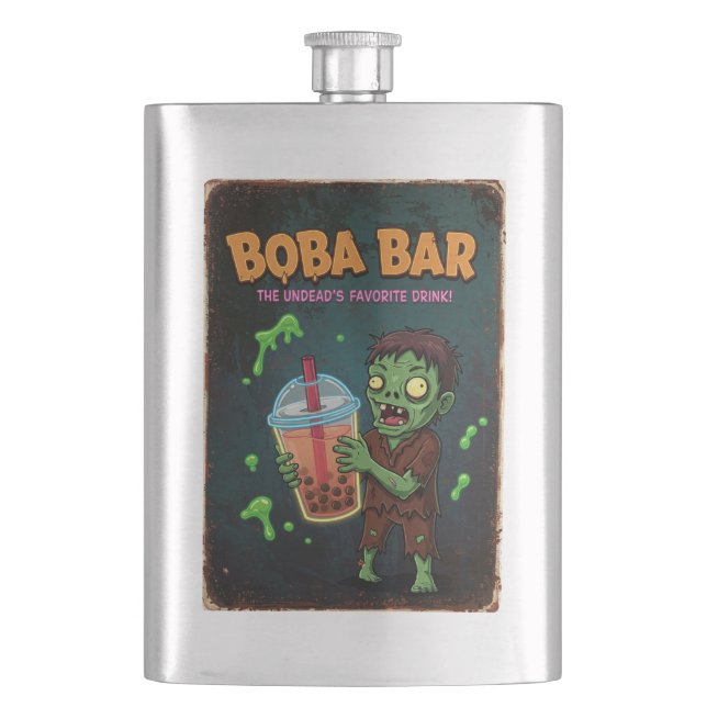 Boba Bar – The Undead’s Favorite Drink! Flask Flachmann (Vorderseite)
