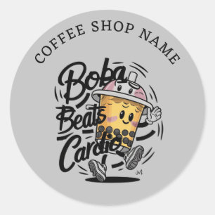 Boba Beats Cardio lustige Markenname-Aufkleber Runder Aufkleber