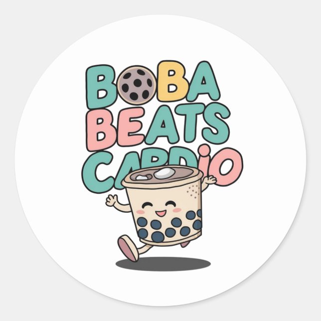 Boba Beats Cardio lustiger Aufkleber (Vorderseite)