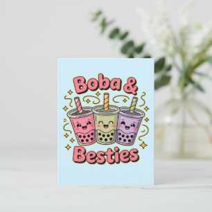 BOBA & Besties Vibes – Perfekt für Boba-Teeliebhab Postkarte