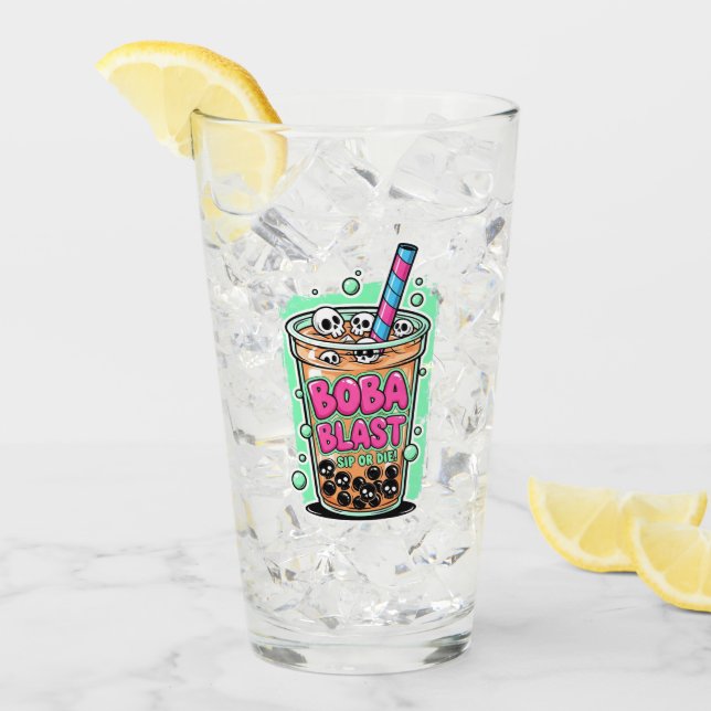 Boba Blast – Sip or Die! Glass Cup Glas (Vorderseite Ice)