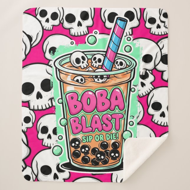 Boba Blast – Sip or Die! Sherpa Blanket Sherpadecke (Vorderseite)