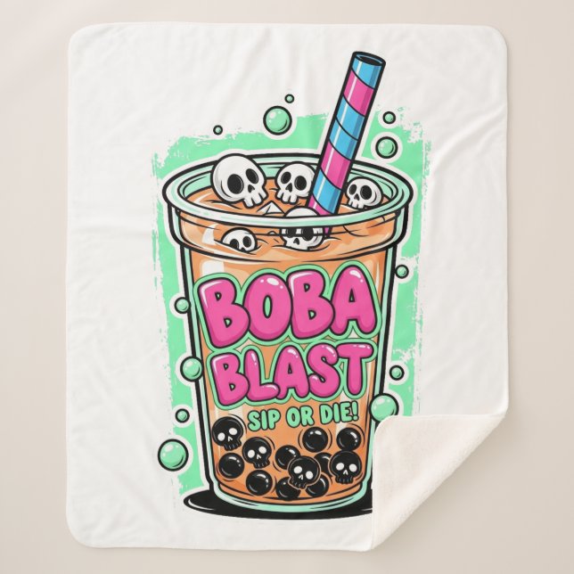 Boba Blast – Sip or Die! Sherpa Blanket Sherpadecke (Vorderseite)