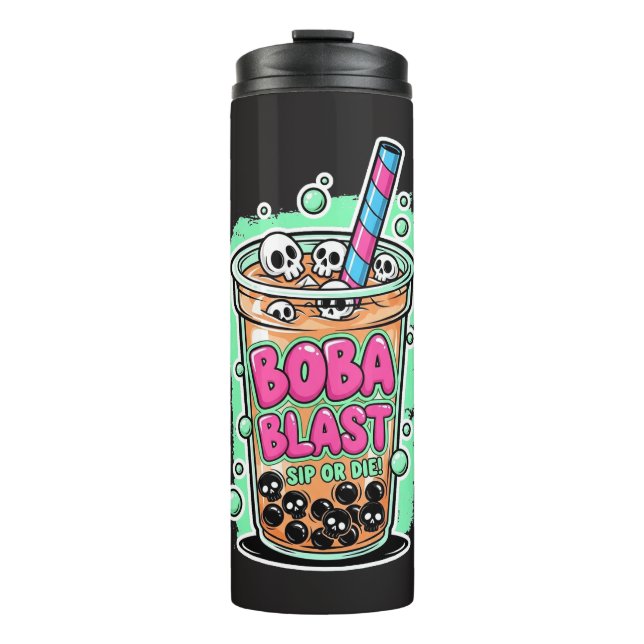 Boba Blast – Sip or Die! Thermal Tumbler Thermosbecher (Vorderseite)