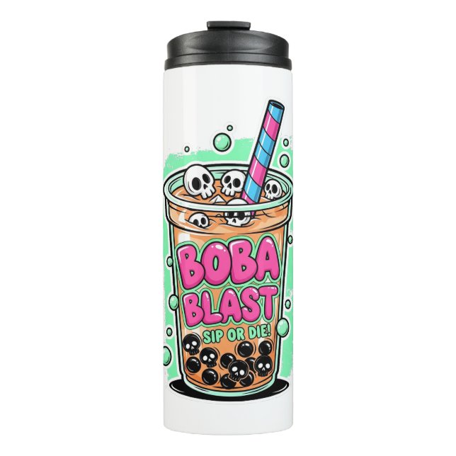 Boba Blast – Sip or Die! Thermal Tumbler Thermosbecher (Vorderseite)