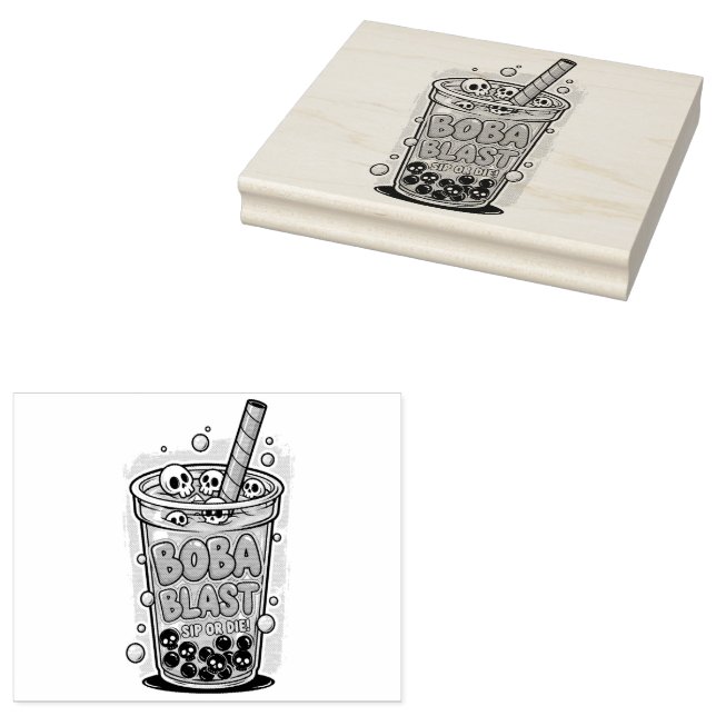 Boba Blast – Sip or Die! Wood Art Stamp Gummistempel (Stempel)