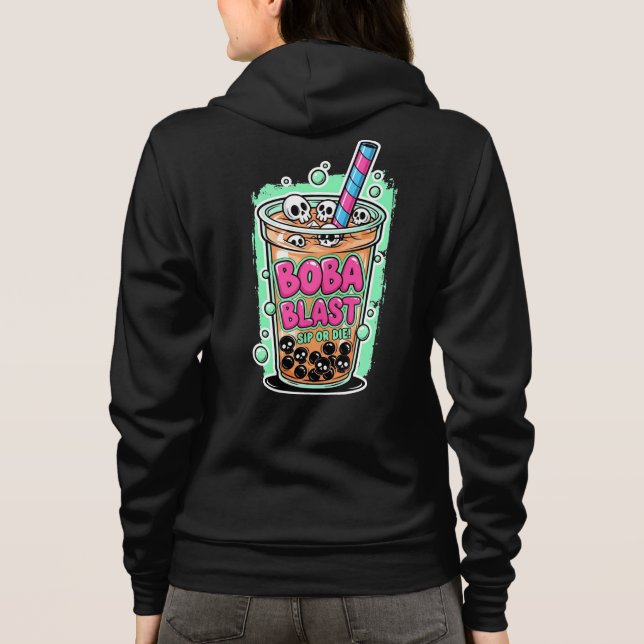 Boba Blast – Trinke oder stirb! Erwachsener Reißve Hoodie (Rückseite)