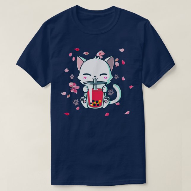 Boba Boba Cat Drinks Boba Niedlich Anime Girl Kawa T-Shirt (Design vorne)