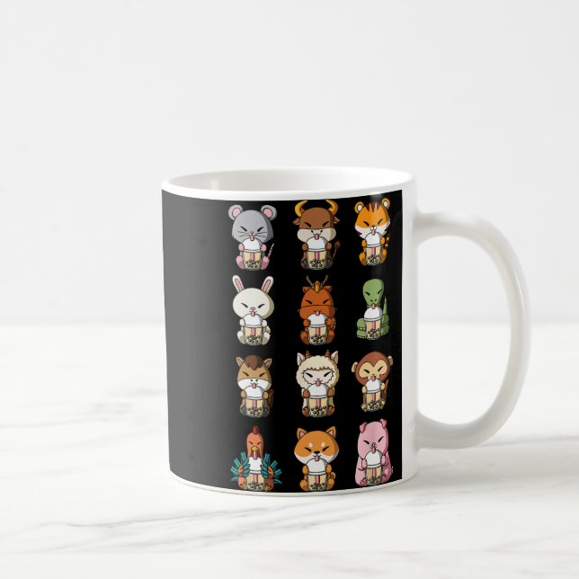 Boba Bubble Milk Tea Chinese Zodiacs Animal Lunar  Kaffeetasse (Rechts)