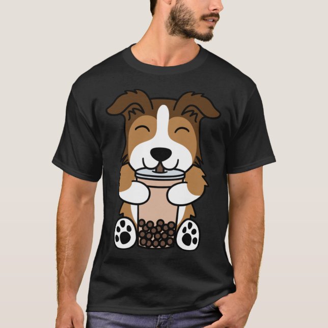 Boba Bubble Milk Tea Shetland Sheepdog T-Shirt (Vorderseite)
