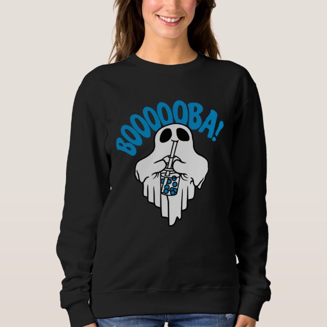 Boba Bubble Tea drinking Ghost  Boooooba Cool Hall Sweatshirt (Vorderseite)