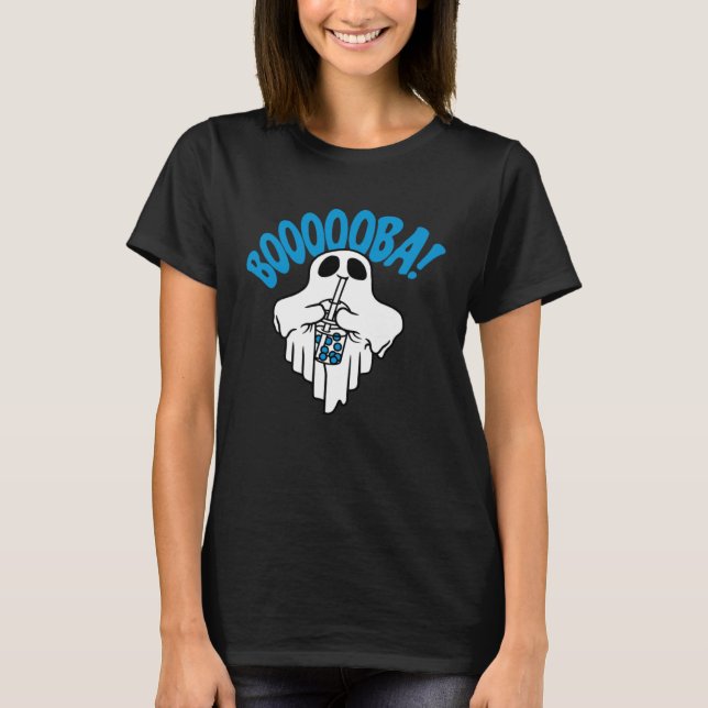 Boba Bubble Tea drinking Ghost  Boooooba Cool Hall T-Shirt (Vorderseite)
