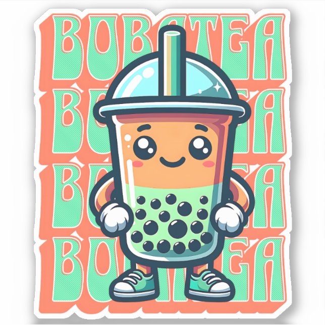 Boba Bubble Tea Kawaii Niedlicher Cartoon Aufkleber (Vorderseite)