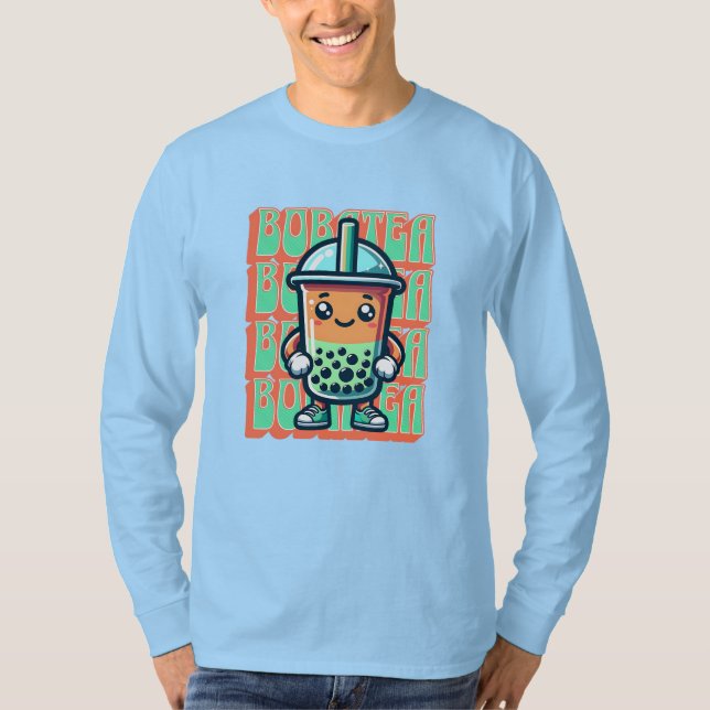 Boba Bubble Tea Kawaii Niedlicher Cartoon T-Shirt (Vorderseite)