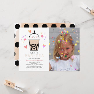 Boba Bubble Tea Party Par-tea Foto Geburtstag Einladung
