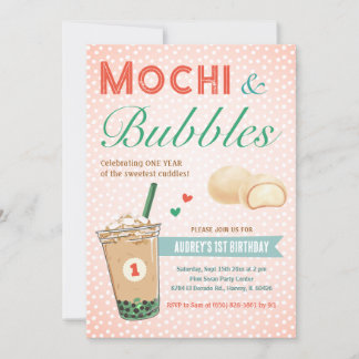 Boba Bubble Tee Creme Erster Kindergeburtstag Kpop Einladung