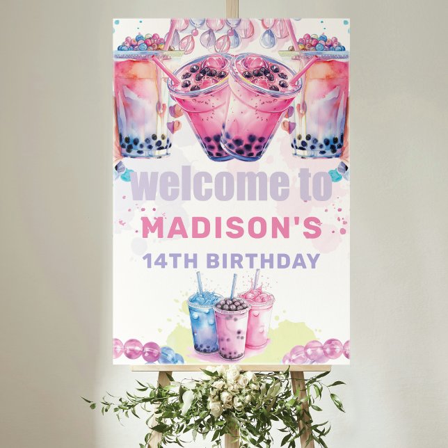 Boba Bubble Tee Geburtstags Begrüßungszeichen Poster (Von Creator hochgeladen)