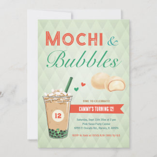 Boba Bubble Tee Mochi Sweet Kids Teen Girl Teenage Einladung