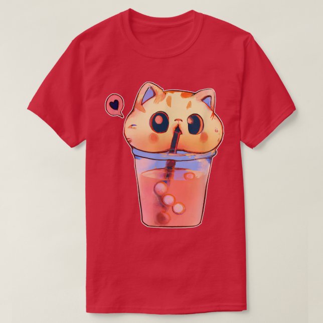 Boba Cat Drinking Bubble Tee Anime Neko Kawaii (Design vorne)