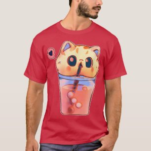 Boba Cat Drinking Bubble Tee Anime Neko Kawaii