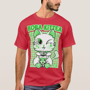 Boba Cat Drinks Boba Kitten Kawaii Japanischer Kit T-Shirt