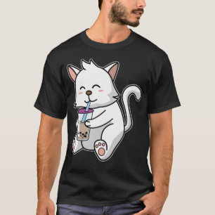 Boba Cat Kitten Drinken Blase Milk Teezeremonie T-Shirt