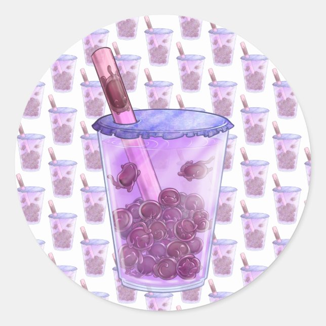 Boba Cats Runder Aufkleber (Vorderseite)