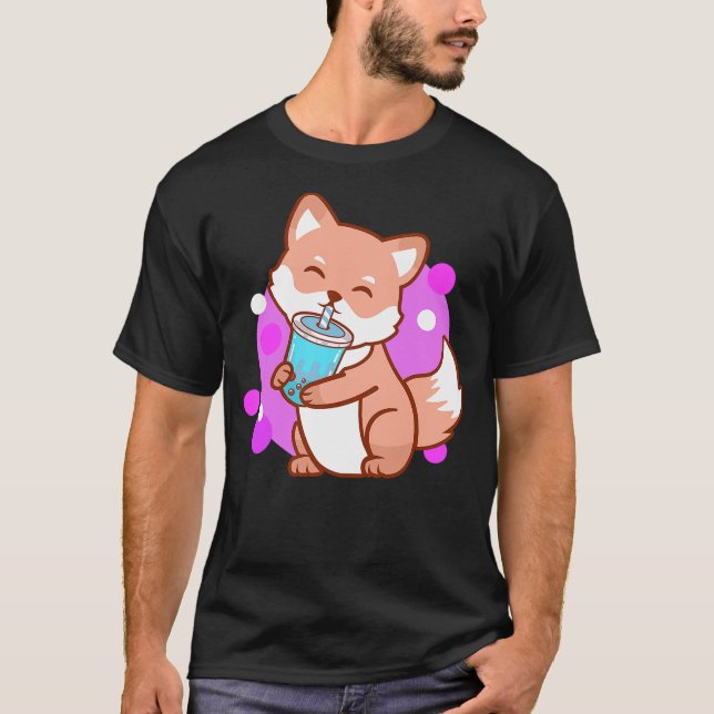 Boba Cute Fox Bubble Tea Kawaii Neko Girls Gift T-Shirt (Vorderseite)