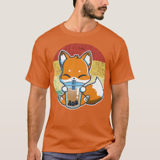 Boba Fox Drinking Kawaii Japanischer Fox Boba Tea  T-Shirt