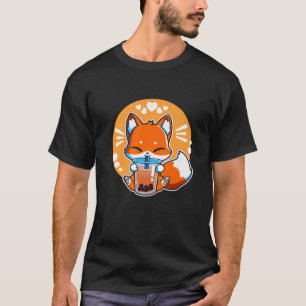 Boba Fox Drinks Kawaii Japanischer Fox Blase Milch T-Shirt