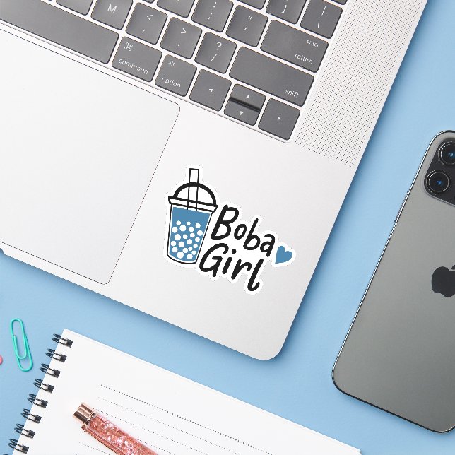 Boba Girl Niedlich Tee Lovers Novelty Sticker (Laptop mit iPhone)
