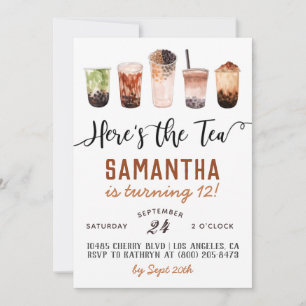 Boba Hier ist die Tea Birthday Einladung