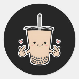 Boba K-Pop Bubble Milk Tea Korean Finger He Kpop Runder Aufkleber