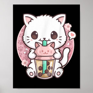 Boba Katze Boba Tee Bubble Tee Kawaii Anime Katze  Poster