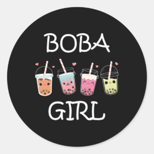 Boba Kawaii Bubble Tea Ns Runder Aufkleber