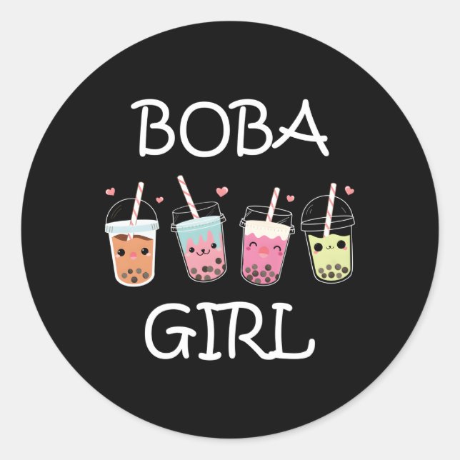 Boba Kawaii Bubble Tea Ns Runder Aufkleber (Vorderseite)