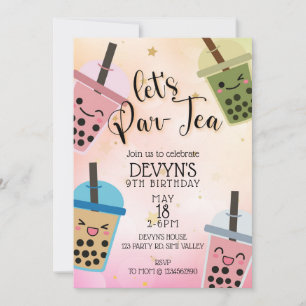 Boba, Lass uns Par-Tea feiern, Boba Party, Boba Ge Einladung