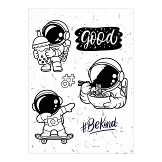 Boba Love Ramen Nudeln Astronaut Wandkunst Poster