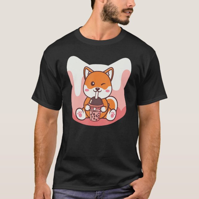 Boba Milk and Corgi Dog T-Shirt (Vorderseite)