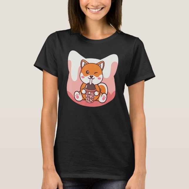 Boba Milk and Corgi Dog T-Shirt (Vorderseite)