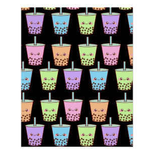 Boba Milk Tea Flavors Poster