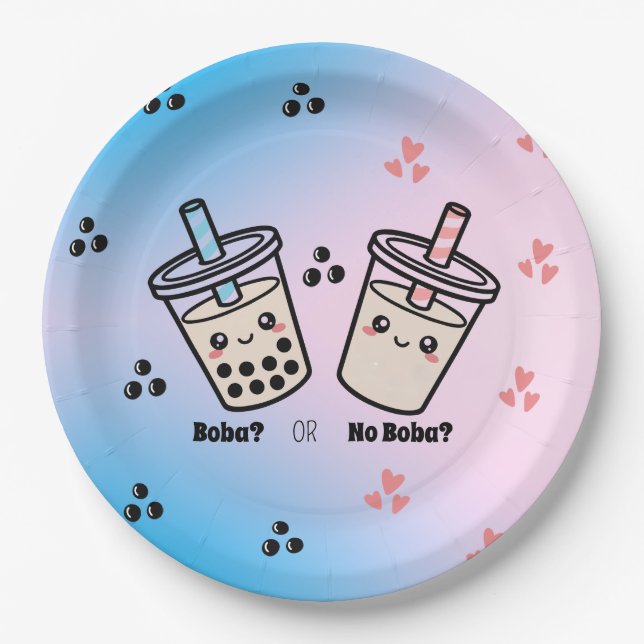 Boba or No Boba?  Bubble Tea Boba Gender Reveal Pappteller (Vorderseite)