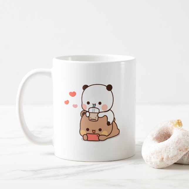 Boba Panda Bear Lieben Boba milch und mocha tea Kaffeetasse (Mit Donut)