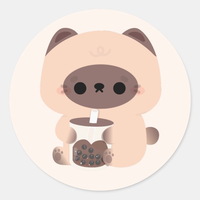 Boba Siamese Cat Runder Aufkleber (Vorderseite)