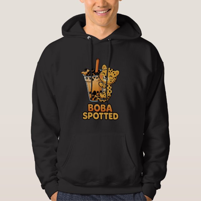 Boba Spotted Cute Leopard Cheetah Hugging Bubble M Hoodie (Vorderseite)