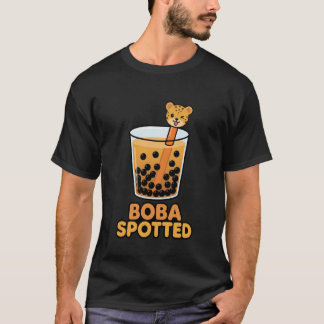 Boba Spotted Cute Winking Leopard Bubble Tea Straw T-Shirt